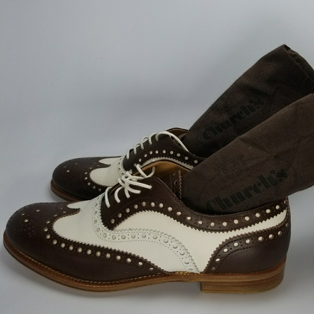 Church's Brown and Cream wing tip Loafer sz 39 new